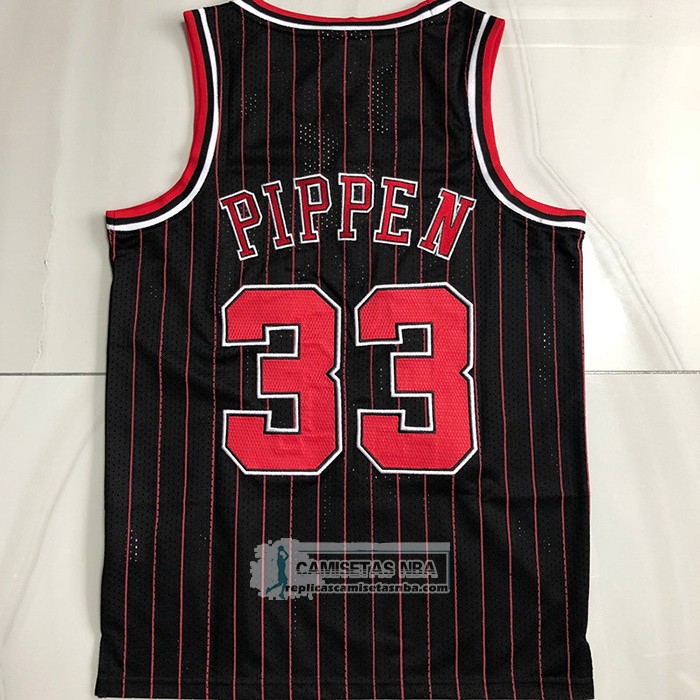 Camiseta Chicago Bulls Scottie Pippen NO 33 Mitchell & Ness 1996-97 Negro